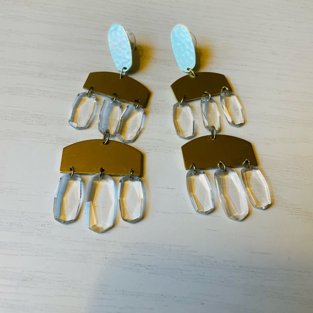 Kendra Scott Gold and Clear Drop Earrings